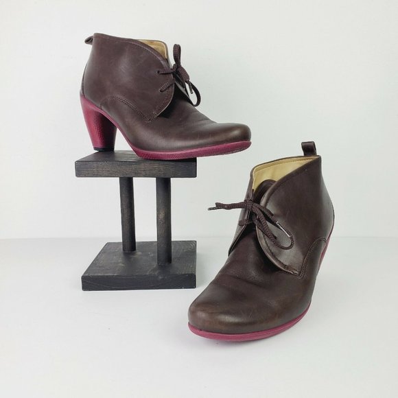 ECCO Sculptured 65' Women's Booties Brown Leather Lace Up Ankle Boot Sz 9-9.5 - Picture 1 of 8